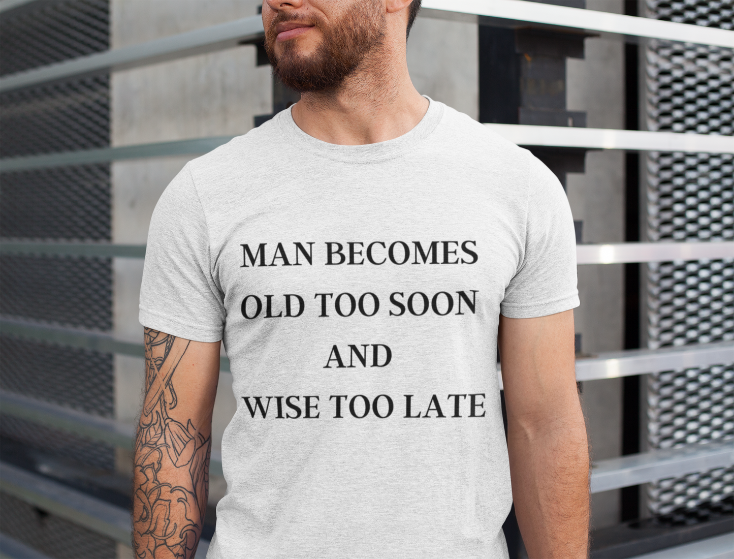 Jersey Short ,funny t-shirt, men's t-shirt, funny  birthday gift, man becomes old too soon and wise too late